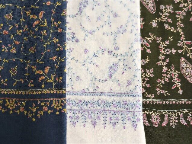 3 different Pashmina Jalli (Lace design) Stoles (